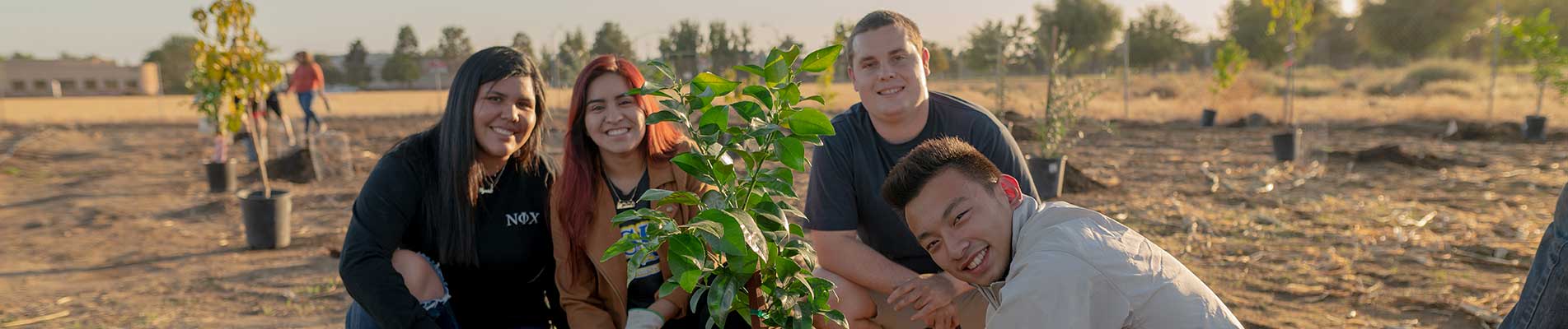 students gardening