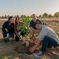 students gardening